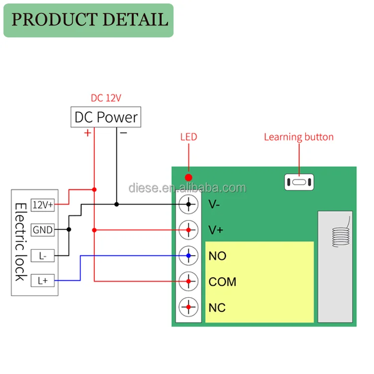 433 Mhz Wireless Remote Control Switch Dc 12v 10a 1ch Relay Receiver