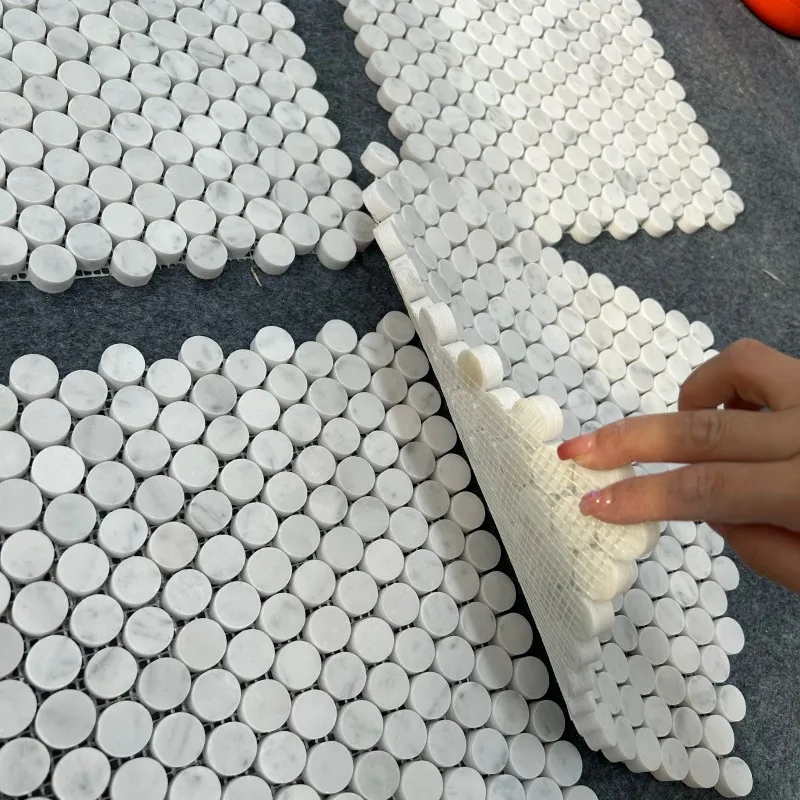 product ydstone high quality white carrara marble mosaic tile polished natural stone round tile with waterproof feature 1 year warranty-7