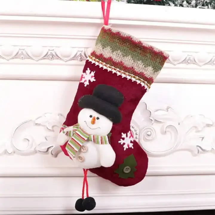 Factory wholesale Christmas tree decoration accessories Santa Claus snowman gift  novelty short socks