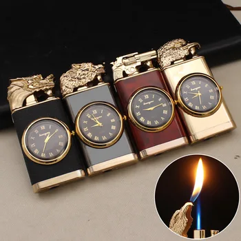 A081  Dual Fire Switchable Open Flame Lighter Metal Windproof Jet Flame Lighter Wholesale