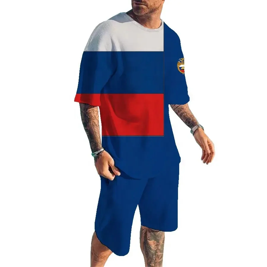 Wholesale sportswear 2 shorts and T-shirt men's set Sublimation T-shirt set Men's casual summer set