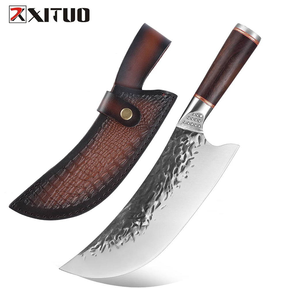 Xituo 8 Inch Butcher Knife High Carbon Steel Handmade Forging Kitchen