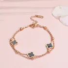 Dr.Jewelry 18K Real Gold Plated Butterfly Double Layers Luck Leaf Charm Bracelet For Women Ladies Best Gift