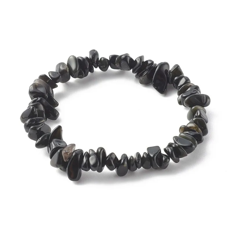 black obsidian chip bracelet