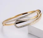 Women Exaggerated Fashion Design Rhinestone Bracelets Women Stainless Steel Bracelets