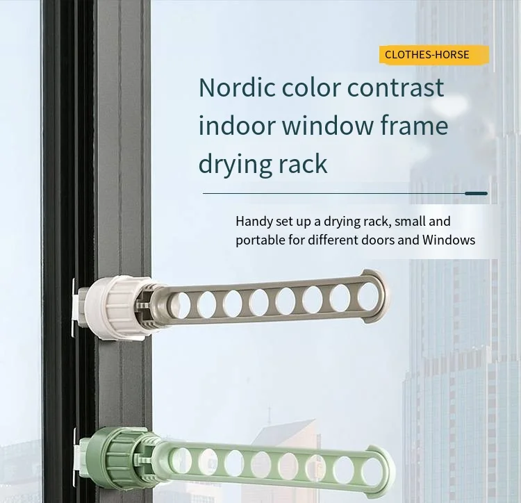 Yaratıcı asılı çubuk Kapalı 8 delikli pencere çerçevesi asılı giysi rafı yurt asılı çubuk Seyahat taşınabilir kurutma askısı askı imalatı