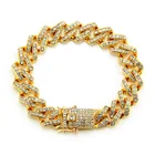Bracelet Hip Hop 14K Gold Filled Miami Cuban Link Chains Bracelet Gold Plated Iced Out Paved Bling CZ For Men