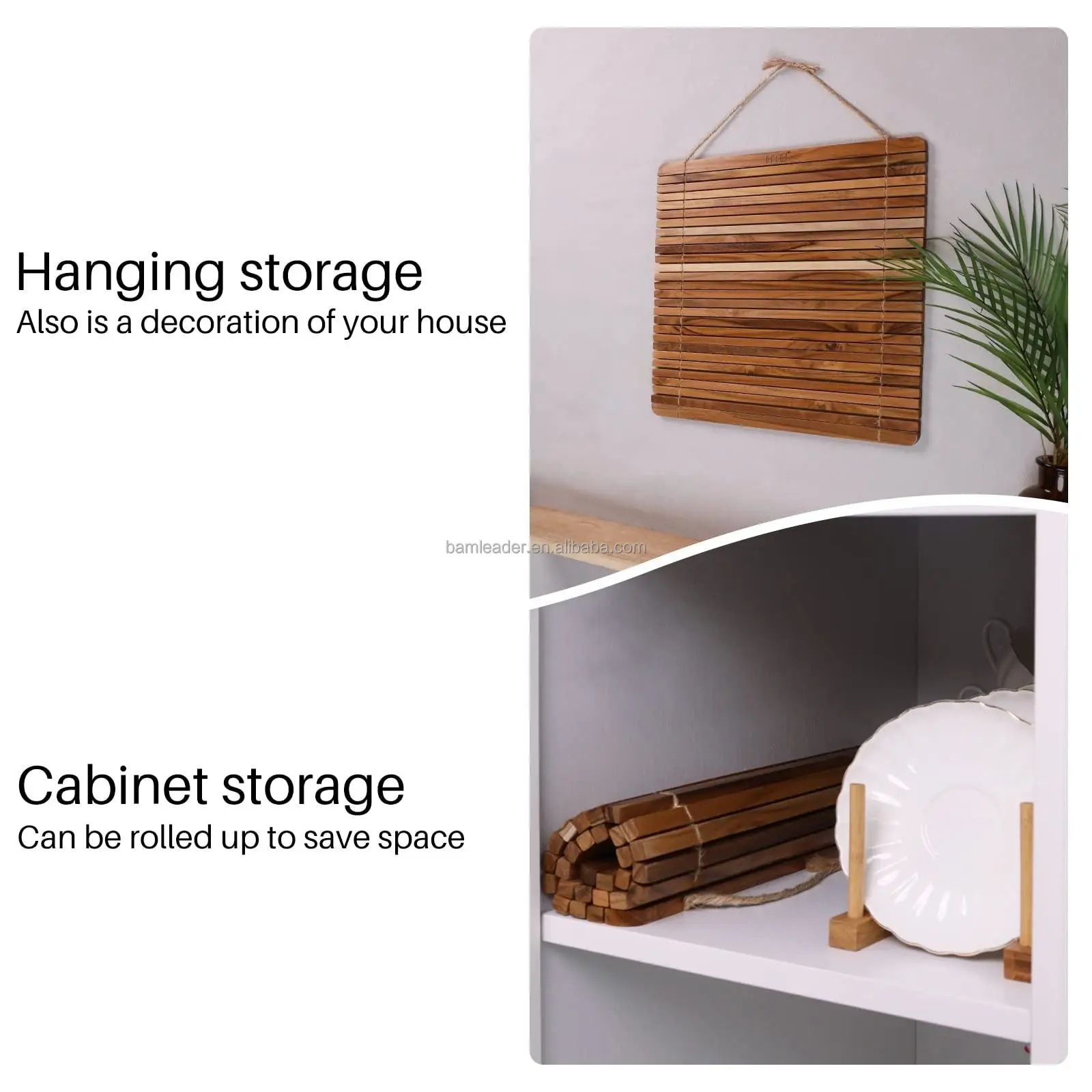 Wall-Mounted Kitchen Dish Bowl Food Drying Rack Foldable Farmhouse Bamboo Storage Holders Roll Up Over Sink Dish Drying Rack