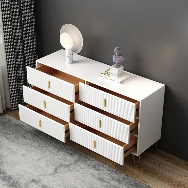 Modern White 6-Drawer Buffet Cabinet  Living room Bedroom Locker for Storage