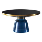 A6175a Wholesale Luxury Colorful Vintage Round Gold Chrome Metal Glass End Side Coffee Table
