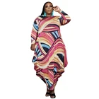 Dress New Arrival Spring Summer Long Sleeve Geometry Printed Plus Size Women's Maxi Dress