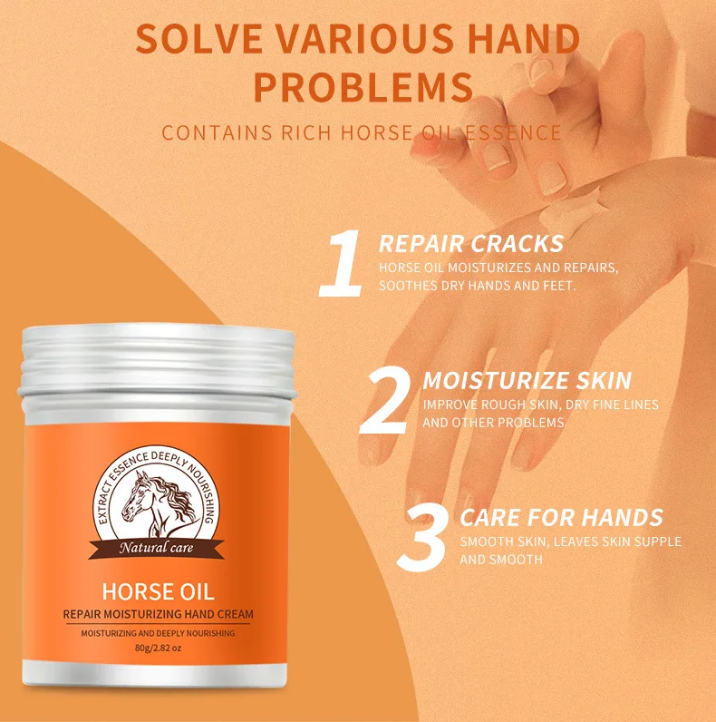 OEM ODM Repair Whitening Peeling Moisturizing And Horse Oil 100% Pure Natural Hand Cream 4