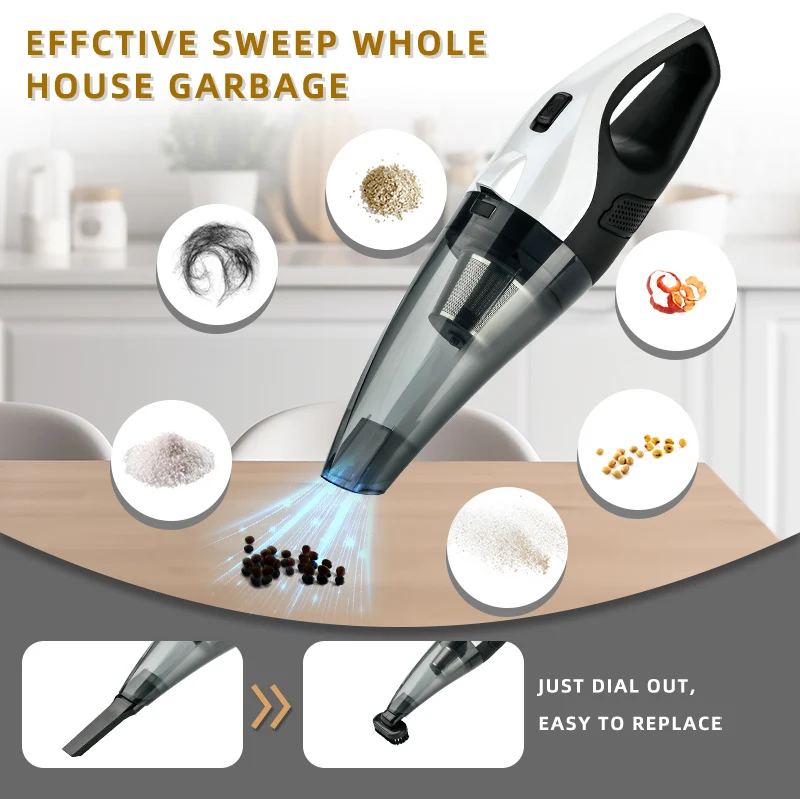 Mini Handheld Car Vaccum Cleaners Cordless Strong Power Suction Wireless and Wired Dual Use Vehicle Cleaner Cleaner Car Vacuum