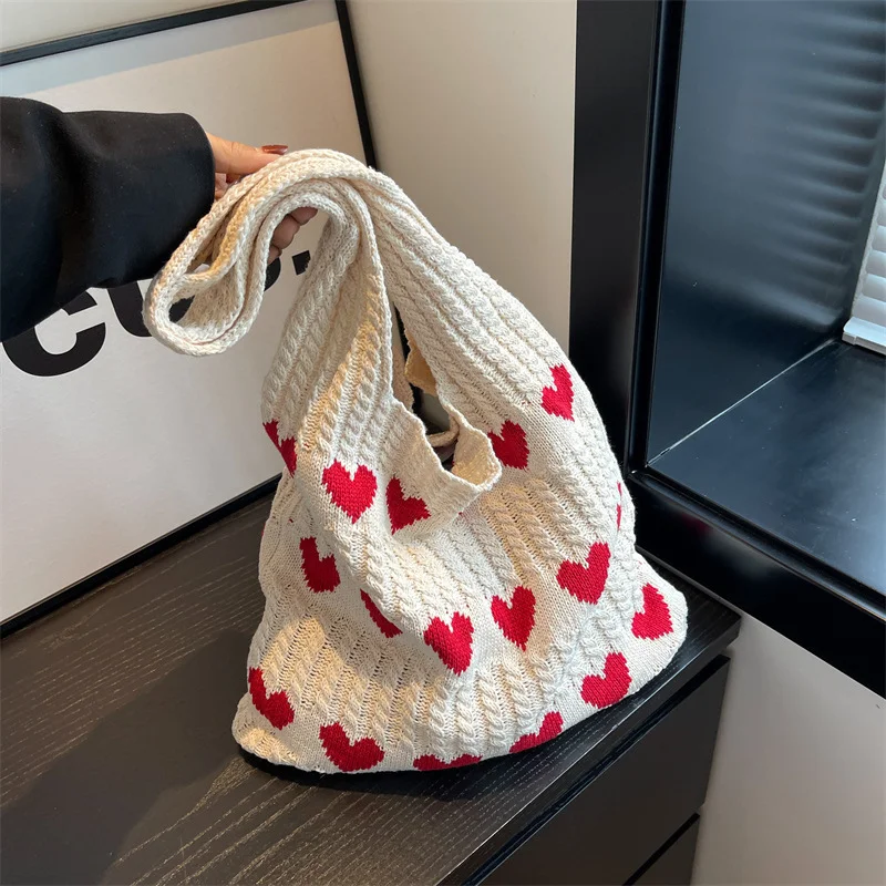 HUAYI 2024 fashion Knitted Weave Handbag Custom  Design Crochet Vest knit tote bag