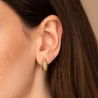 Hoop Earrings Hoop Earrings Hoop Fashion 925 Sterling Silver Minimalist Rope Twisted Dome Hoop Women Earrings