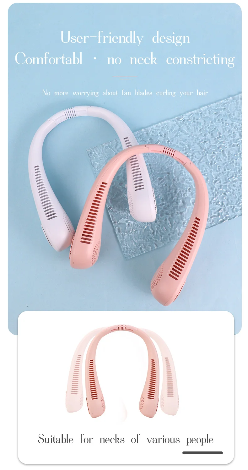 DD5616 Factory Direct Sale USB Charging Wearable Neck Fan 3 Speeds Rechargeable Mini Portable Neck Fan for Outdoor Sports