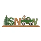 Decoration Xmas Noel Wooden Fireplace Standing Santa Reindeer Decoration