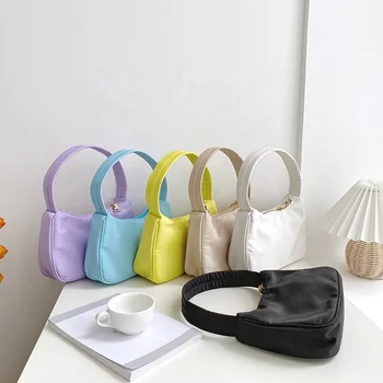 Summer Korean edition of the new female pure color simple handbag fashion nylon bag fashion candy color armpit bag