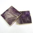 Wholesale Natural Stone Slab Crystal Amethyst Plate Amethyst Slice With Glod Edge