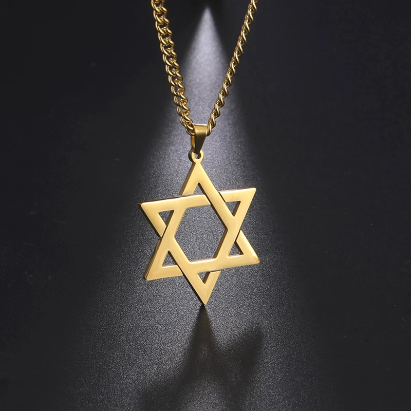David Pendant Necklace,Stainless Steel Gold