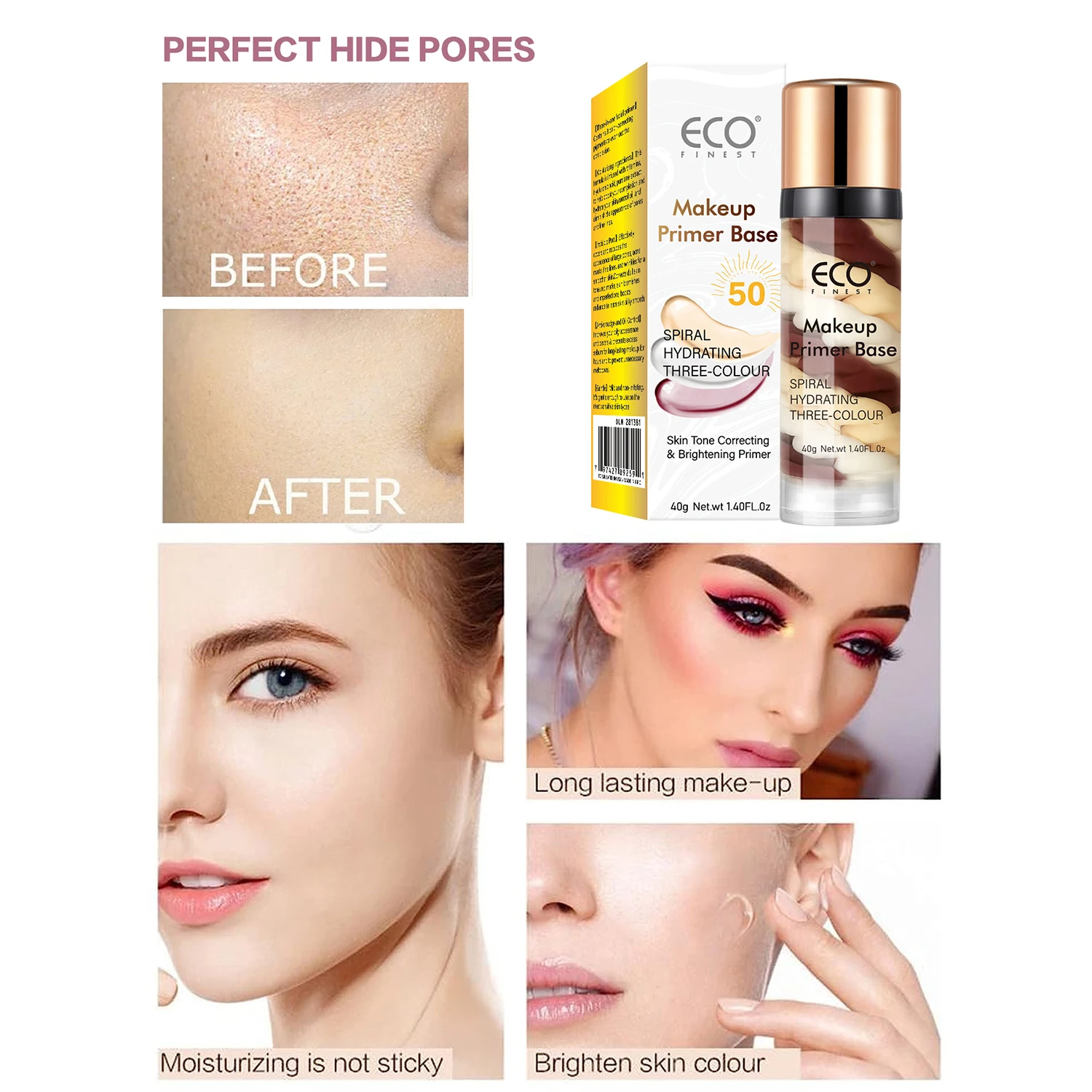 Hydrating Face Makeup Primer, Smooth Skin & LongLasting Makeup, Fills