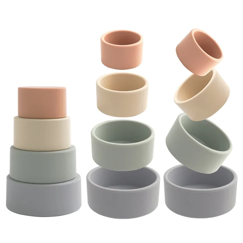 product bpa free silicone stacking cups sorting nesting toys for babies infants educational play set for 6 months-1