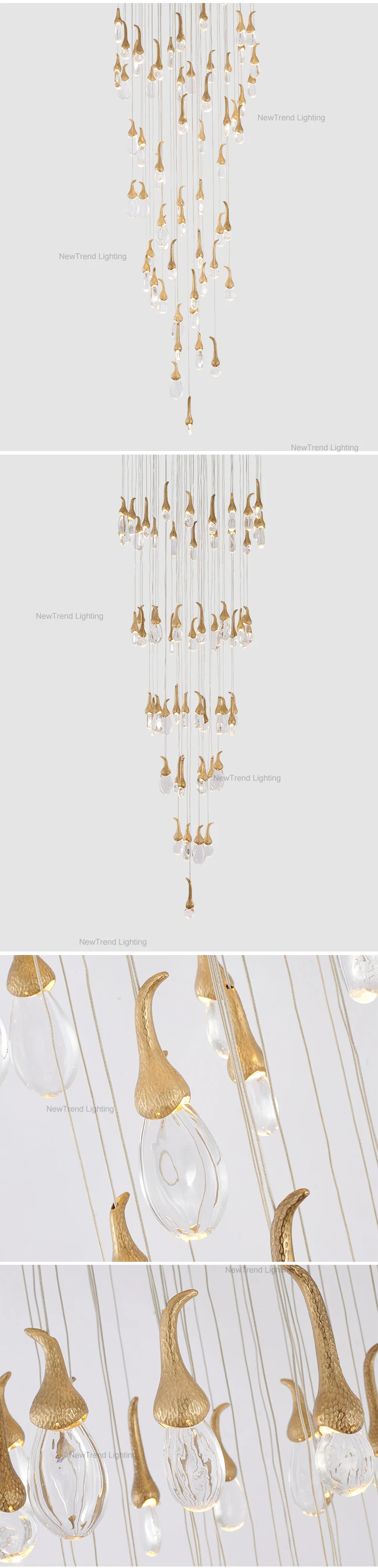 DZ-021 Modern Style Residential Decoration Living Room Dining Room Brass Color Glass LED Pendant Light supplier