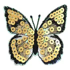 Design Embroidery Custom Fashion Top Design Wings Shape Sew On Sequin Appliques Embroidery Patch