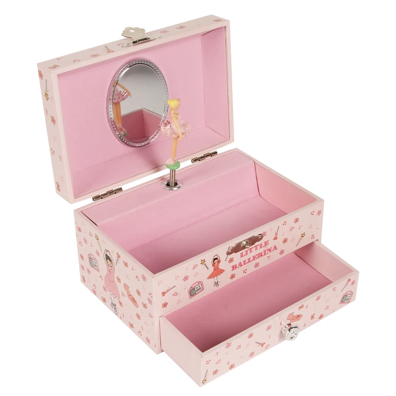 Ever Bright Wholesale 5 Inch With A Drawer Custom Dancing Ballerina Music Box For Baby Girl Christmas Gift
