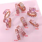 Gold Diamond Wholesale Gold Silver Pink Anelli Jewelry Women AAA Cubic Zirconia Diamond Ring
