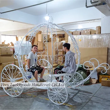 LDJ429 white iron large outdoor decoration cinderella carriage horse carriage for wedding