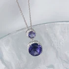 Jewelry Sets Women Jewelry Blue Sapphire Diamond Pendant Necklaces Ring And Earring Plated Jewelry Sets
