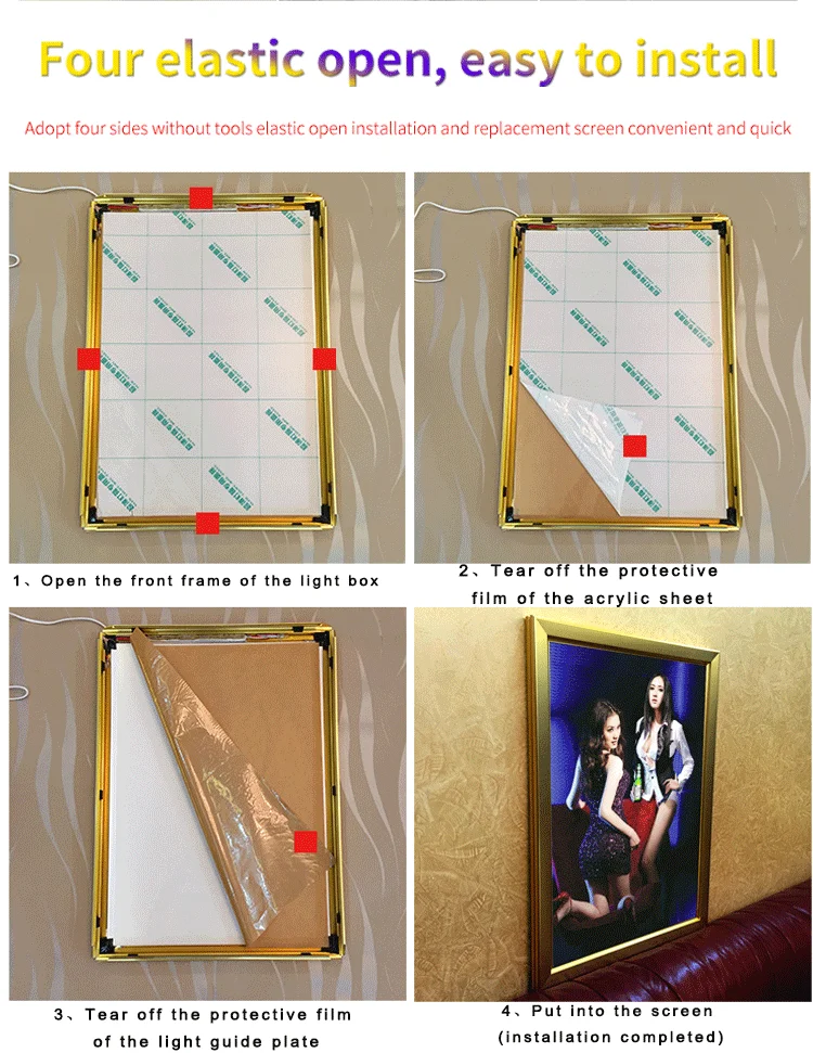 product 3 pack custom led aluminum snap frame poster hd theater poster frames anodized high quality movie display frame-10