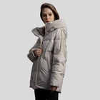 Coat Russian Gray Color Down Coat 70% Duck Down Long Thick Winter Down Jacket With Lamb Wool Design