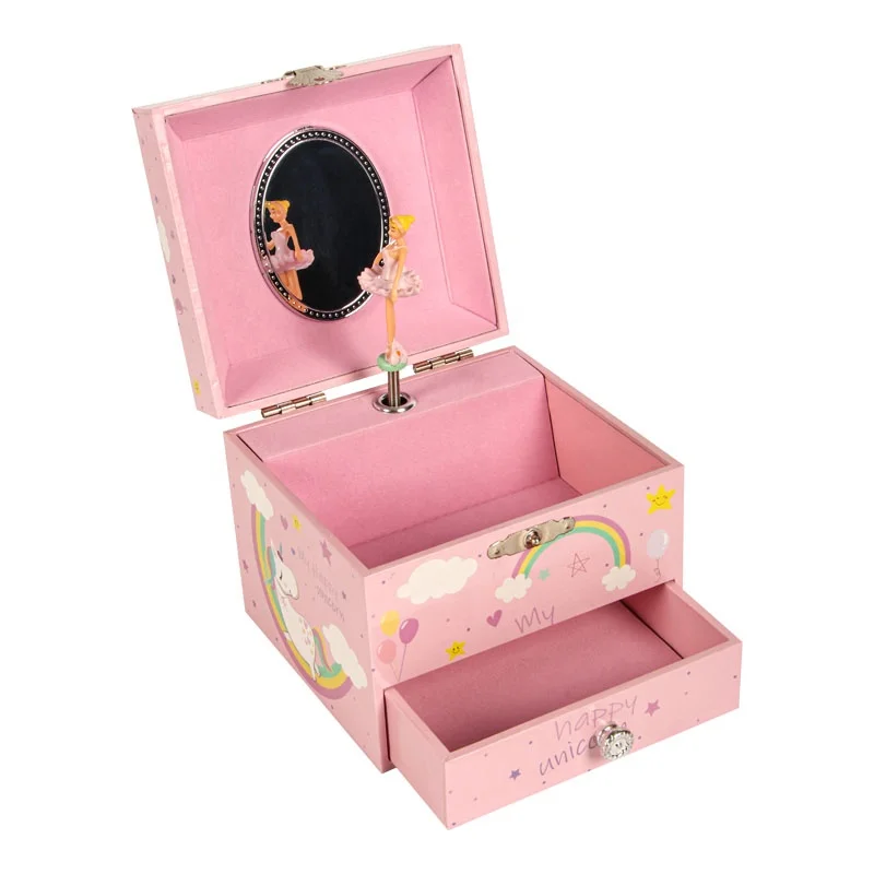 Ever Bright Popular 4-Inch Music Box Small Pink kids  Anime Cartoon musical jewellery box for girls