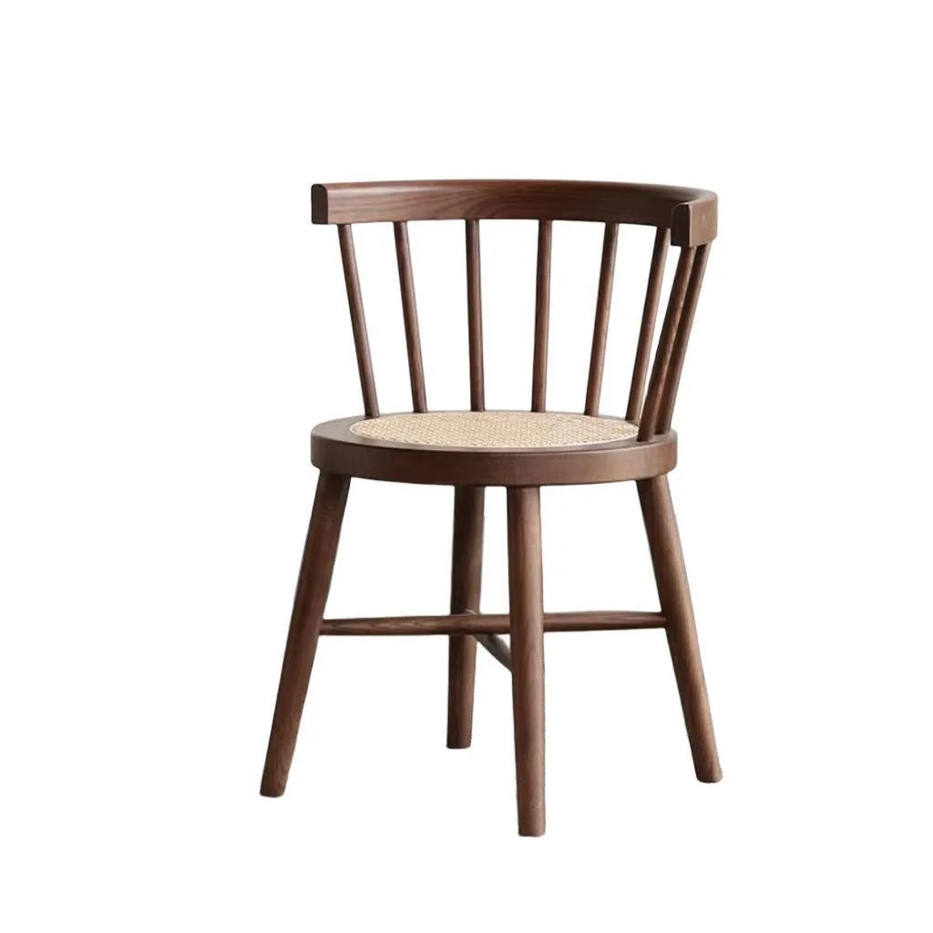 New Design Wholesale Solid Wood Rattan Windsor chair Wooden Dining Chairs Retro Leisure Chair for Home Office Department Hotel