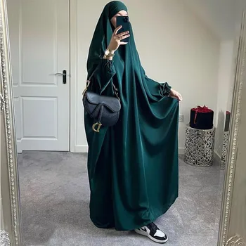 High Quality Fashion Turkey Turkish French Jilbab for Girls Nida One Piece Full Length Prayer Khimar Jilbab Abaya Muslim Dress