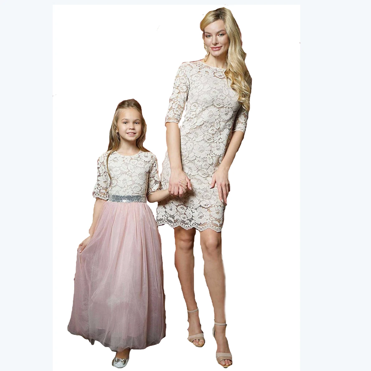 Customized fashion high quality mom and daughter matching dresses family matching clothing mother daughter matching dress