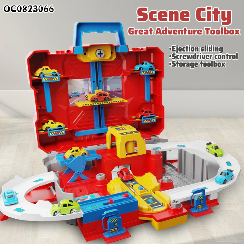 Track assembly kids adventure slot car set track toys truck with box
