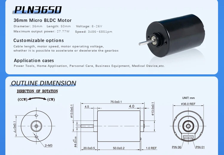 30000 rpm 3650 bldc 30w 3000rpm 3500rpm brushless dc motor 3560 inrunner 12v small 18 watt 10w low power feature outling drawing