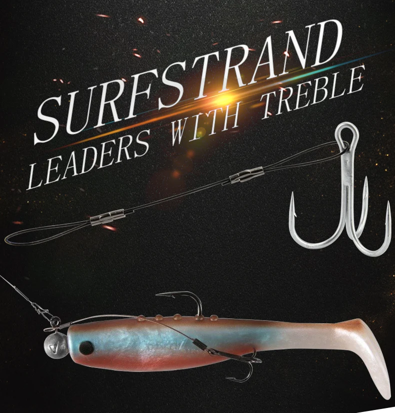 Spinpoler Leaders With Treble Rig Fishing Hook #6 #1 #1/0 #2/0 Use