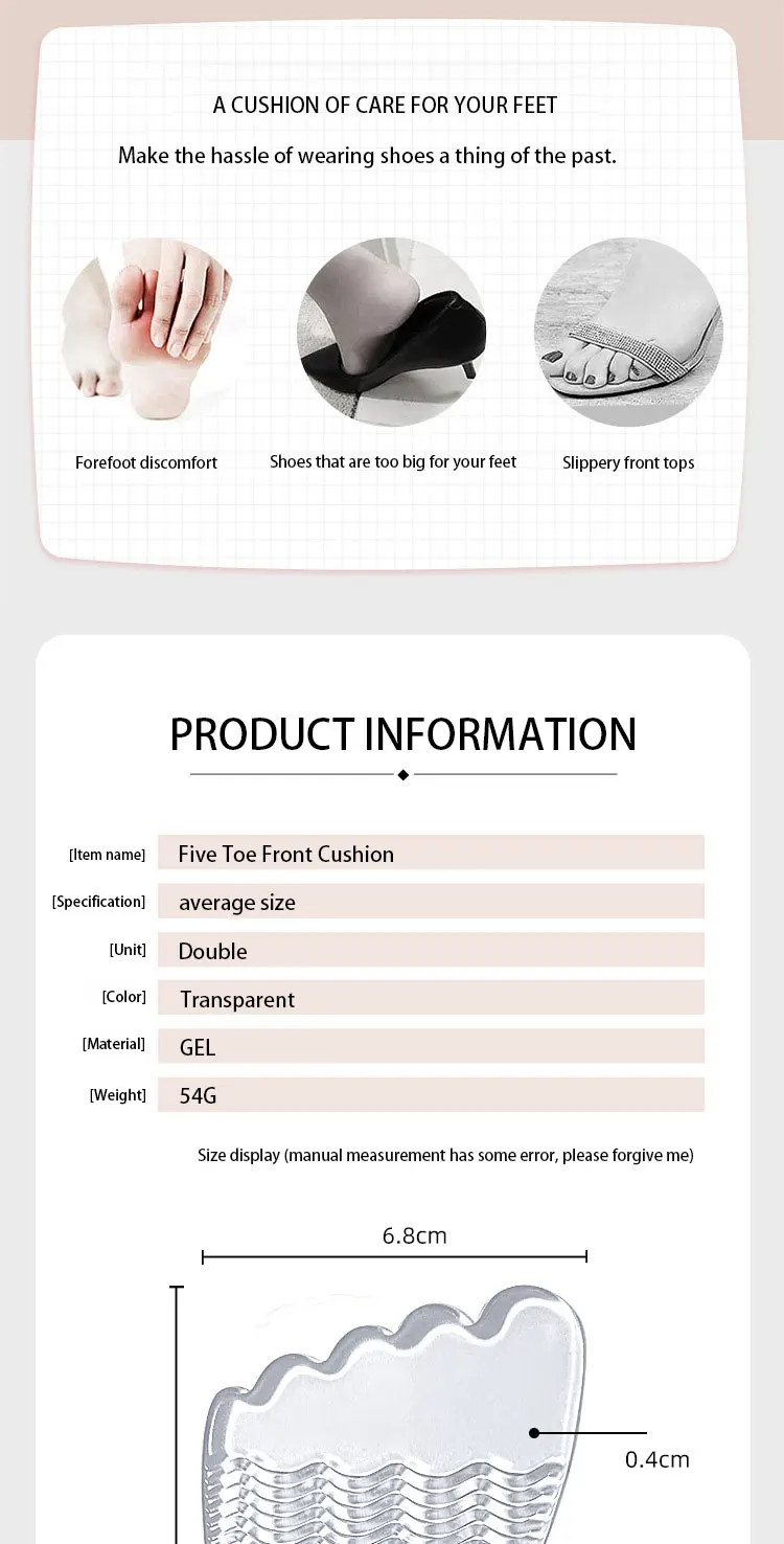 Five Toe Gel Forefoot Pads High Heel Arch Support Cushions Five Toe Gel Forefoot Pads High Heel Arch Support Cushions