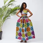 2020 Wholesale Garment Shenbolen Fashion African Wax Fabric 2 Pieces Set Hollow Out Skirts Vest Top