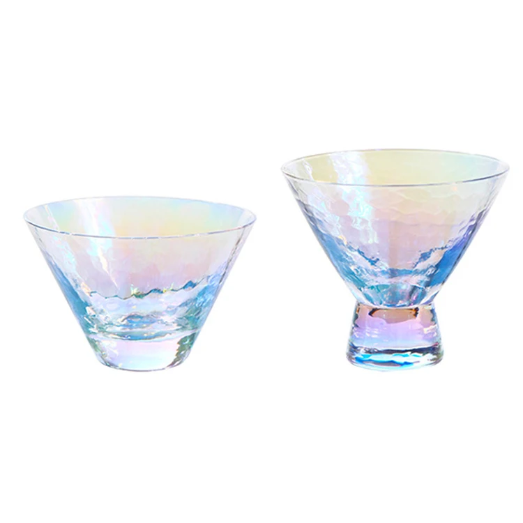 Factory Hot Sell Colorful Golden Edge Glassware Cocktail Crystal Glasses White Wine Glass Cup Lead-free Ice cream Cup Glass