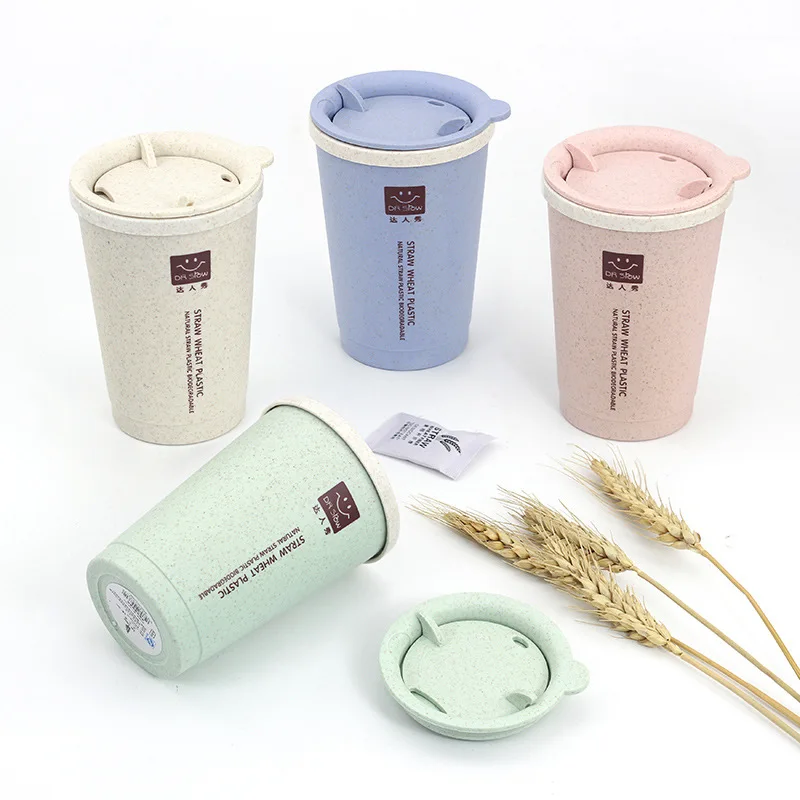 Eco Friendly Custom Portable Reusable Coffee Cup Travel Wheat straw mugs