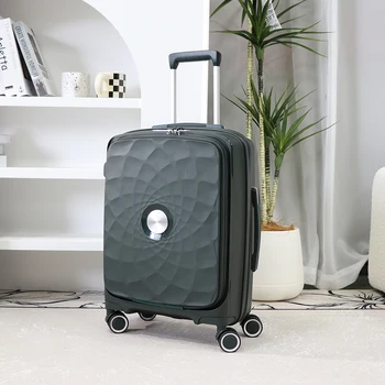 Factory sale Customize LOGO suitcase PP shell front opening luggage Multifunctional luggage Boarding Case business trip suitcase