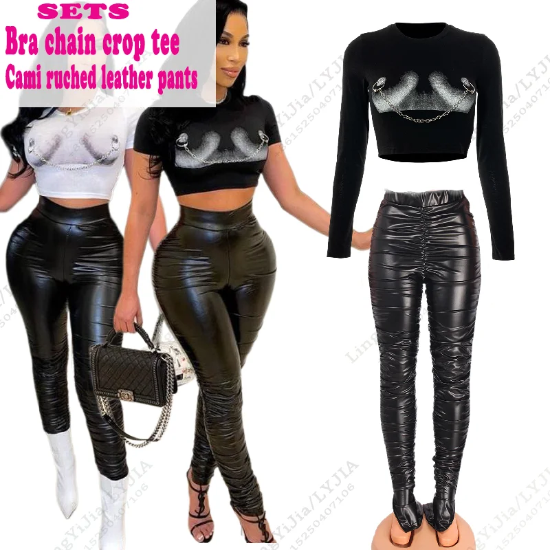Drop Shipping Leather Women's Bra Chain 