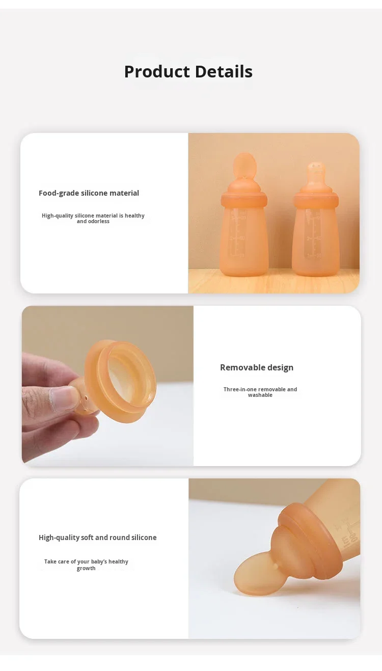 Multifunctional Infant Silicone Rice Cereal Spoon Bottle Squeeze-Type Complementary Food Tableware for Maternal Infant Supplies supplier