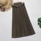 Skirt 2021 Popular Girl Solid Color A- Line Pleated Skirt Loose Skirt With Belt