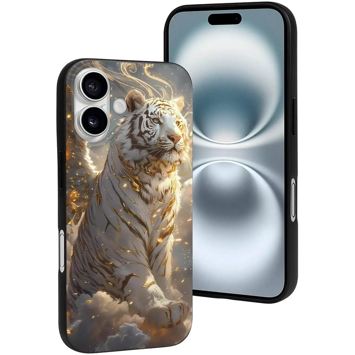Buewutiry Cute Soft Golden White Tiger Silicone Case for iPhone 16 Compatible Phone Case in INS Style Model for 7 Plus Ha806ce6259314a2086598065b47dd5a2G